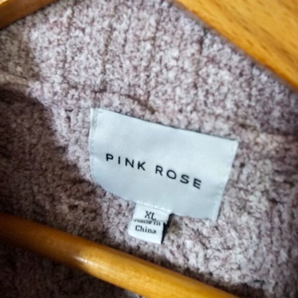 NEW PINK ROSE CABLE KNIT CHENILLE MOCK NECK SWEATER SIZE XL - Picture 13 of 16